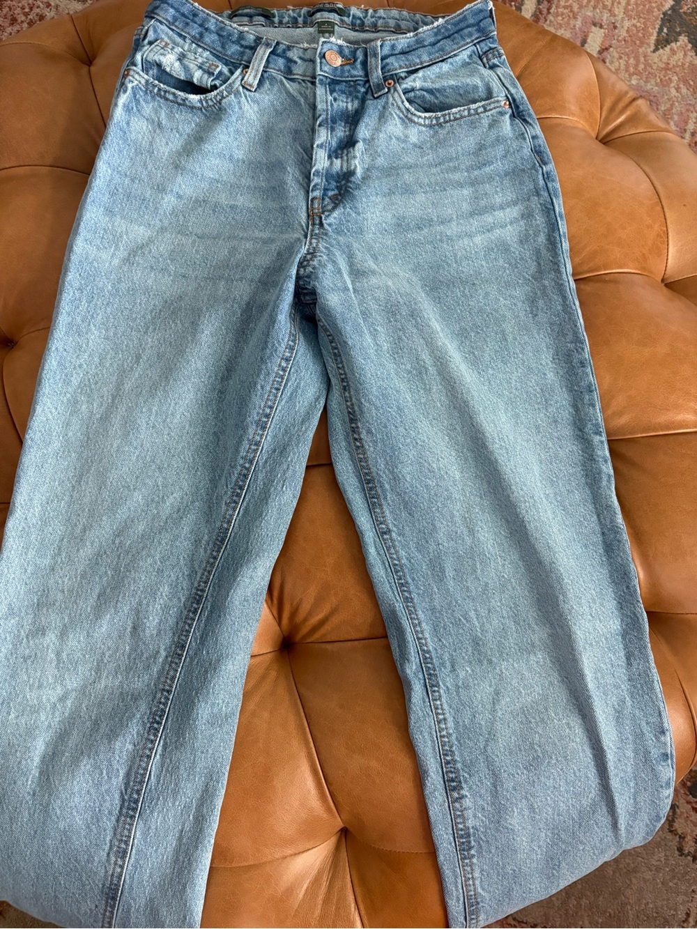 High rise straight leg denim.